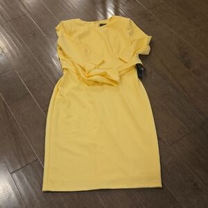 Adrianna Papell Yellow Long Sleeve Dress